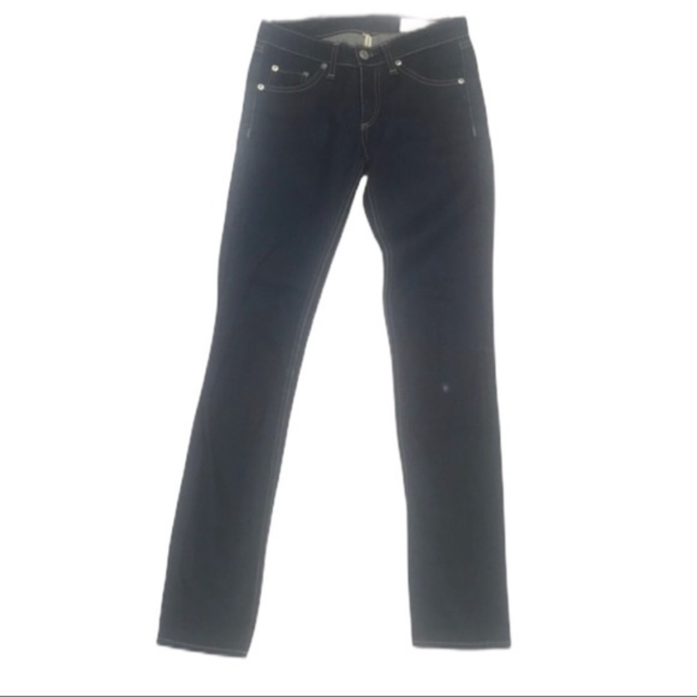 Rag & Bone 24 blue dark wash distressed mid rise skinny jeans‎